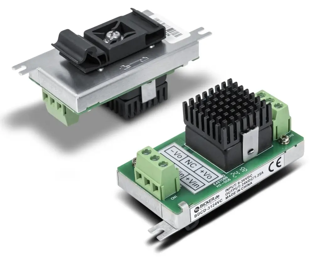 Convertidor de tensión DC/DC Bicker de 30 W (9–36 VDC → 5 / 12 / 24 VDC)