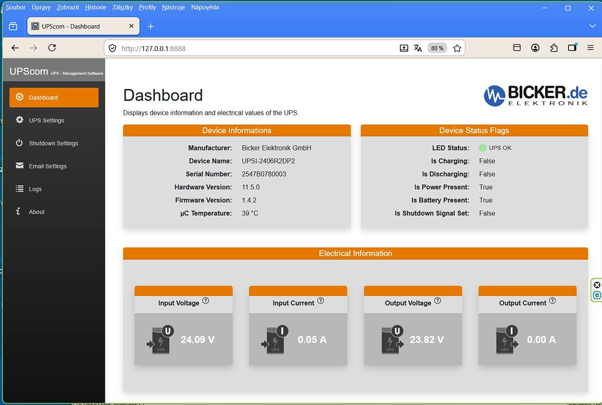 Dashboard UPScom