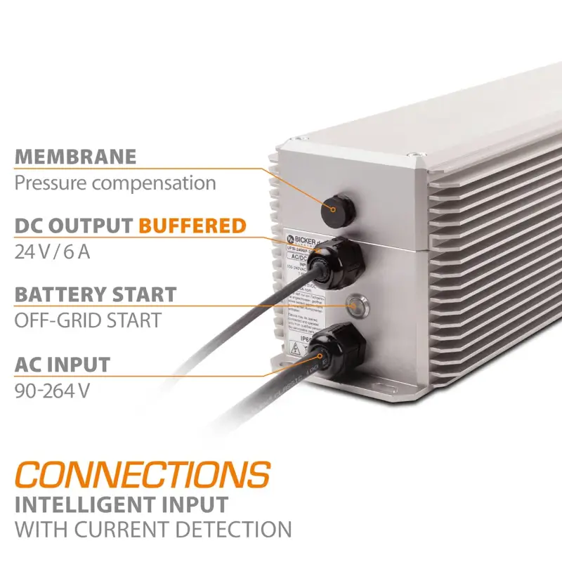 Rugged Bicker AC/DC UPS with IP65 protection