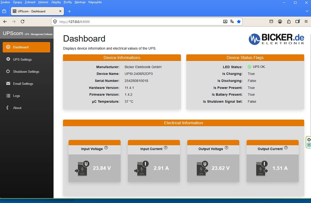 dashboard LiFePO4 verze