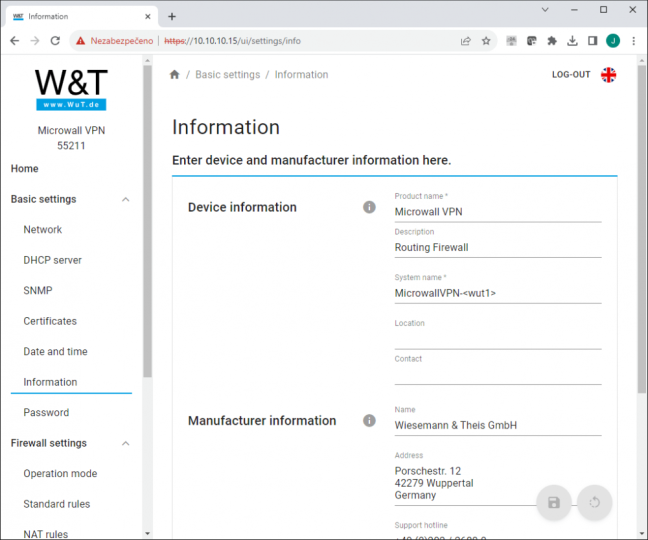 Microwall VPN, industrial Firewall, Ethernet bridge, NAT router and VPN WireGuard