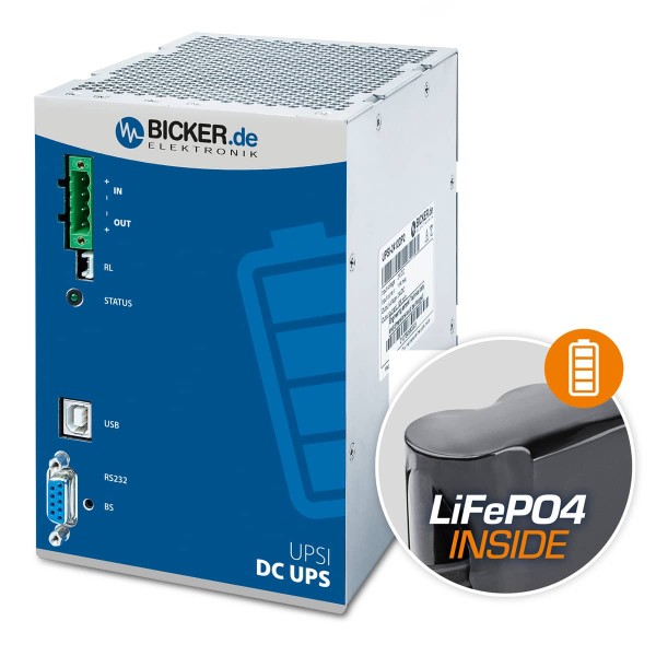 240 W 24 VDC / 10 A UPS záložní zdroj Bicker, baterie LiFePO4