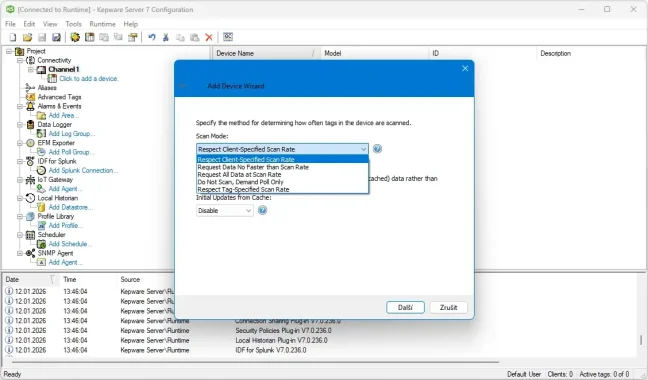 TOP 100 servidores OPC UA/DA en una licencia de Kepware Server, Manufacturing Suite