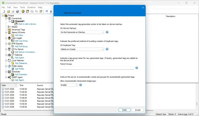 TOP 100 servidores OPC UA/DA en una licencia de Kepware Server, Manufacturing Suite