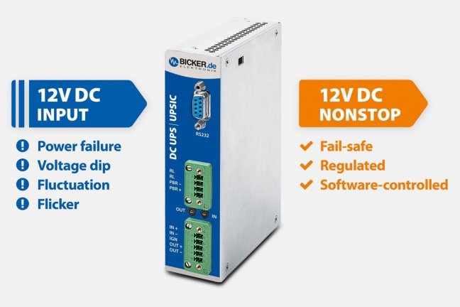 60 W 12 VDC / 5 A Bicker UPS backup power supply, supercapacitor