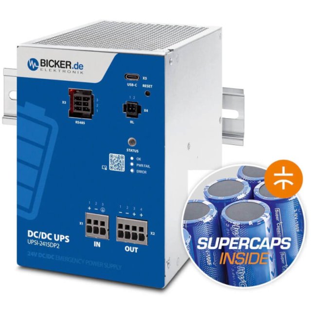 Bicker UPSI-2415DP2 backup power supply with supercapacitors