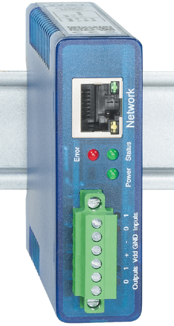 Ethernet IO remote digital inputs outputs 24V: 2xDI, 2xDO, Modbus TCP, REST, MQTT, OPC UA