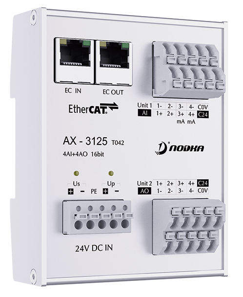 2xAI 0-10V / 2xAI 0-20mA / 4xAO 0-10V, EtherCAT IO module