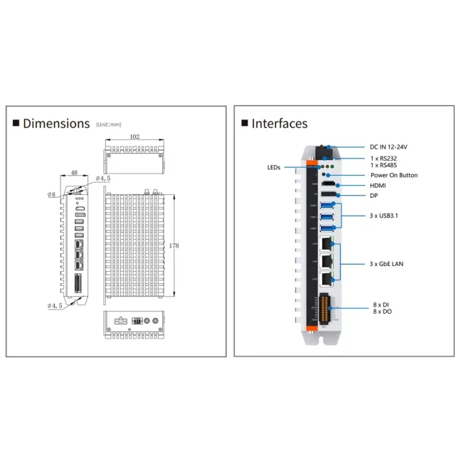 NP-6116-IO-j6412-dimensions-interfaces | Nodka PC | FOXON