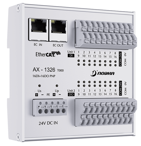 16xDI 10μs / 16xDO, PNP 24VDC, EtherCAT IO module