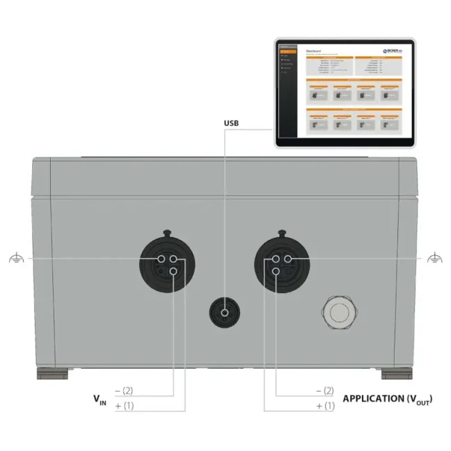 144 W 24 VDC / 6 A rugged industrial Bicker DC UPS IP67 with 99 Wh LiFePO4 battery