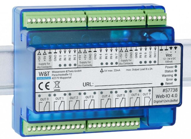 Ethernet IO remote digital inputs outputs 24V: 12xDI, 8xDO relay, Modbus TCP, REST, MQTT, OPC UA