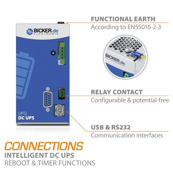 96W 24V DC/4A UPS záložní zdroj Bicker, super kondenzátor