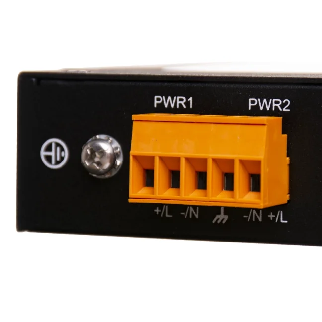 Industrial switch 5x 1Gbit RJ45, unmanaged, power supply 12-48VDC, metal chassis.
