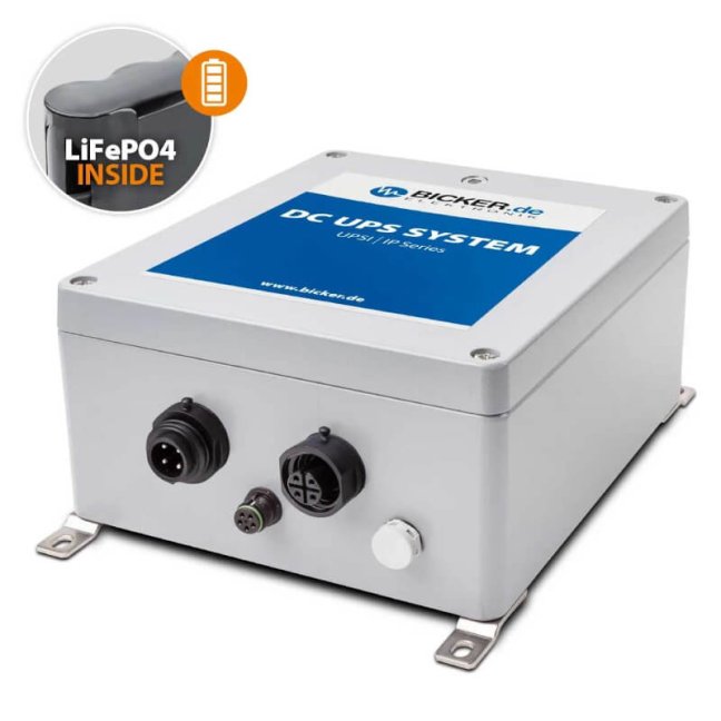 144 W 24 VDC / 6 A rugged industrial Bicker DC UPS IP67 with 99 Wh LiFePO4 battery
