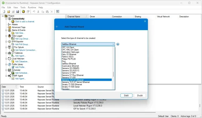 TOP 100 servidores OPC UA/DA en una licencia de Kepware Server, Manufacturing Suite