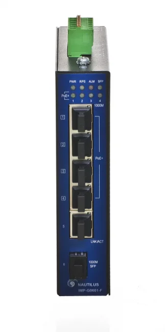 IMP-G0601-F průmyslový PoE switch, 5x 100/1000M RJ45 + 1x1000M SFP