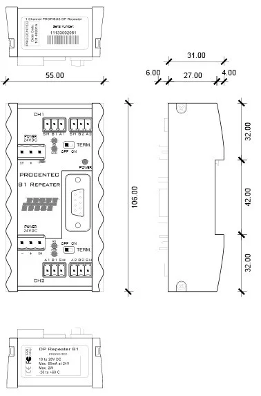 B1 PROFIBUS DP repeater