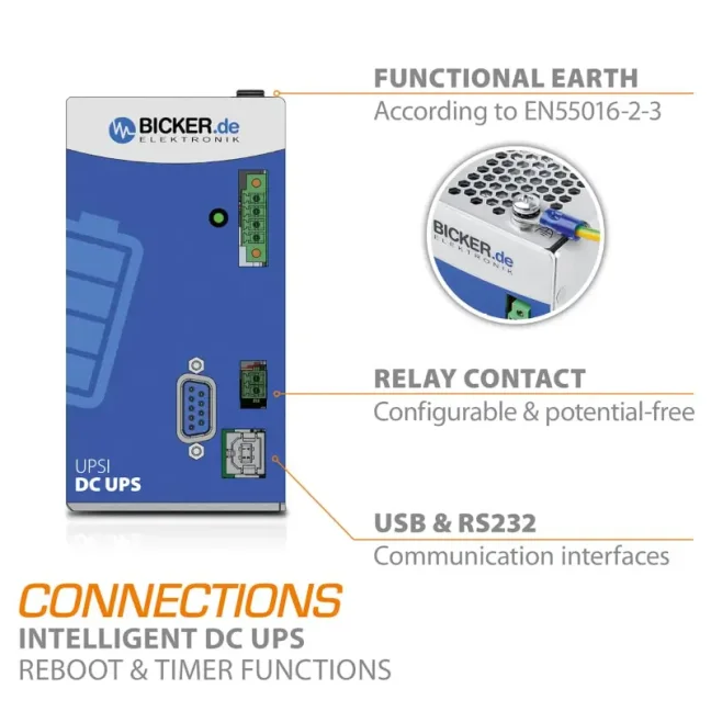 96 W 24 VDC / 4 A Bicker UPS with Li-Ion battery
