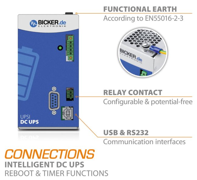 144W 24V DC/6A UPS záložní zdroj Bicker, baterie LiFePO4