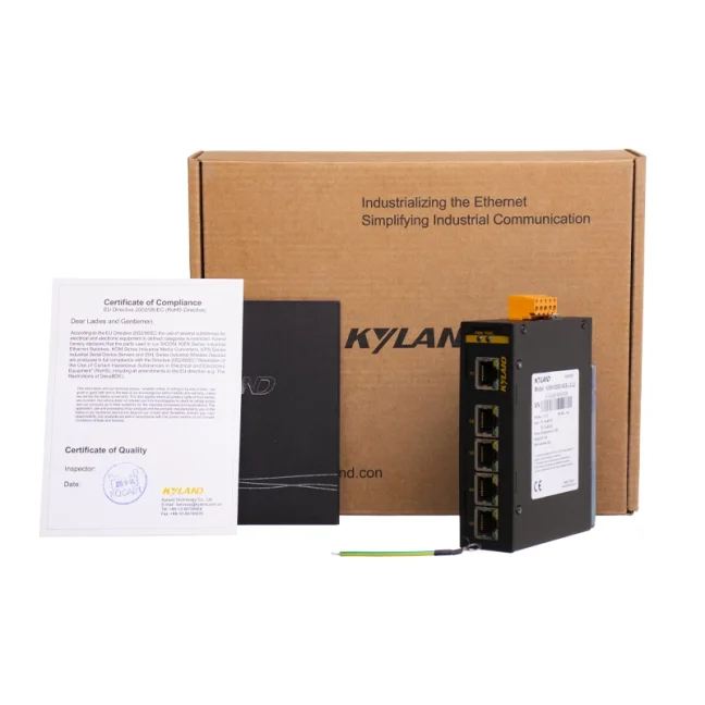 Industrial switch 5x 1Gbit RJ45, unmanaged, power supply 12-48VDC, metal chassis.