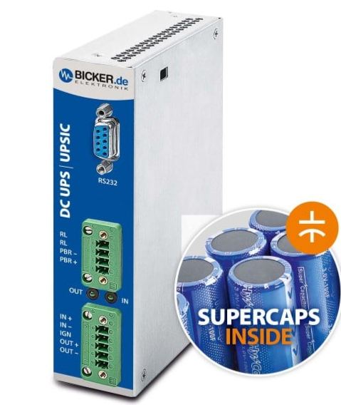 60 W 12 VDC / 5 A Bicker UPS backup power supply, supercapacitor