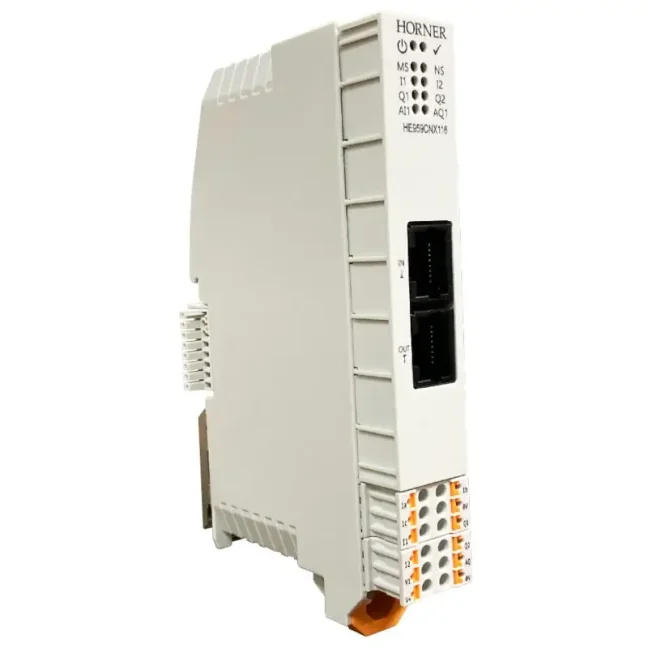OCS-I/O – modular CsCAN I/O system for HORNER PLCs - Versión: Basic module + 2× flex DI/AI (12bit), 2× DO, 1× univ. AI (16bit), 1× AO