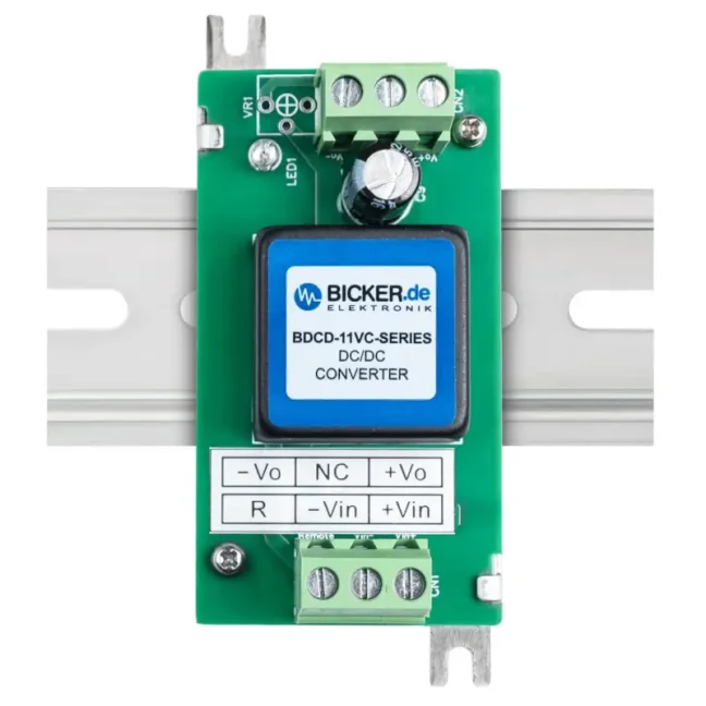 10 W DC/DC voltage converter Bicker (9–36 VDC → 24 VDC) – version without VR trim potentiometer (fixed output voltage)