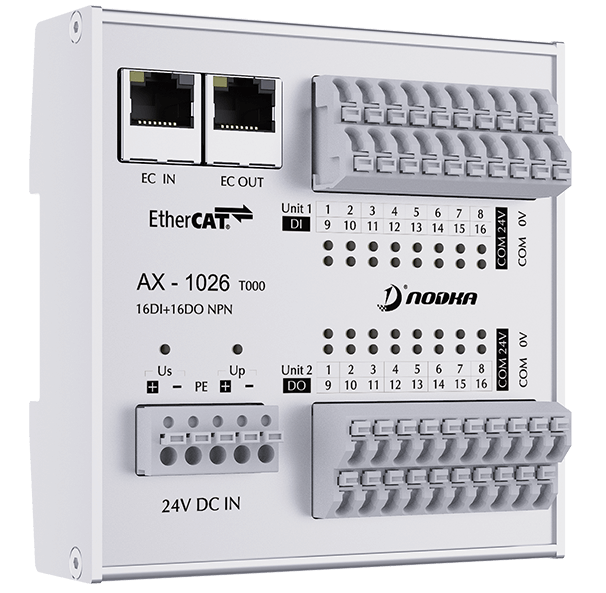 16xDI 10μs / 16xDO, NPN 24VDC, EtherCAT IO modul
