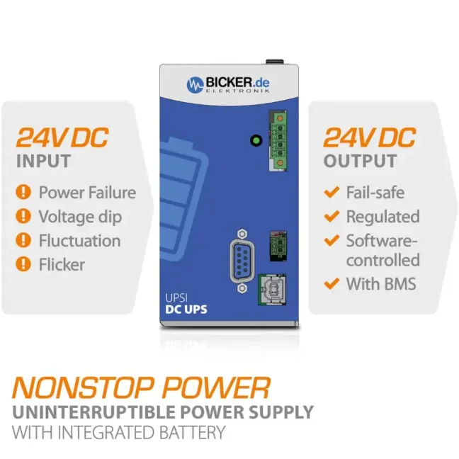 96 W 24 VDC / 4 A Bicker UPS with Li-Ion battery