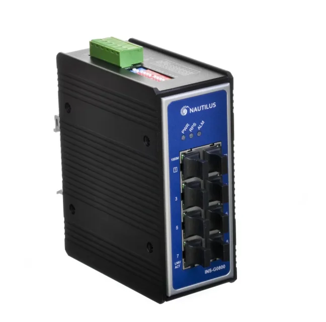 INS-G0800-T průmyslový switch DIN, 8x100/1000M RJ45, FOXON