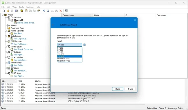 TOP 100 servidores OPC UA/DA en una licencia de Kepware Server, Manufacturing Suite