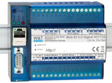 Ethernet IO remote digital inputs outputs 24V: 12xDI, 12xDO, Modbus TCP, REST, MQTT, OPC UA