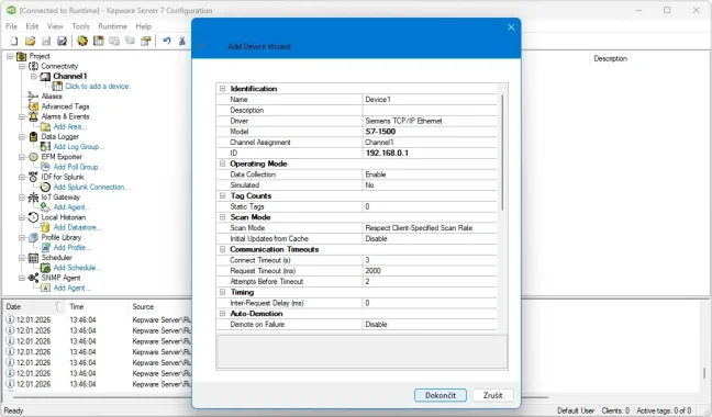 TOP 100 servidores OPC UA/DA en una licencia de Kepware Server, Manufacturing Suite