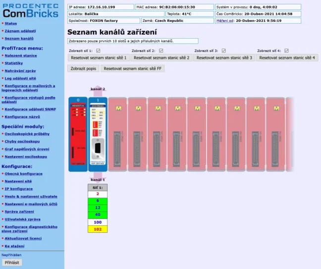 Diagnostika a vzdálený monitoring sítí PROFIBUS