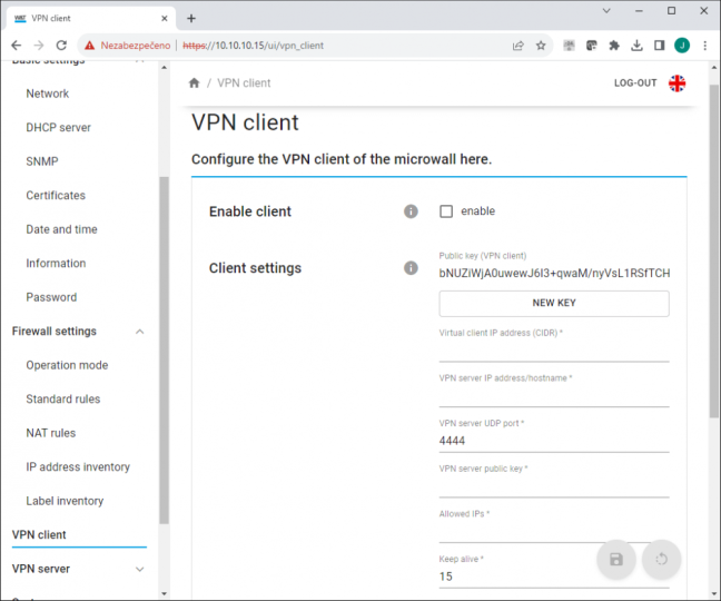 Microwall VPN, industrial Firewall, Ethernet bridge, NAT router and VPN WireGuard