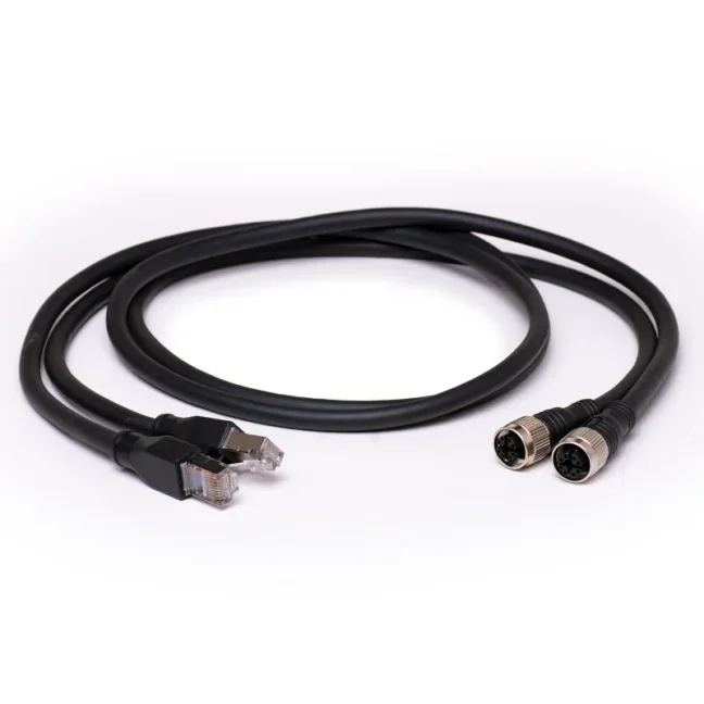 2× PROFINET RJ45 (m) – M12 (f) X coded 1m adapter cable for Navitek IE