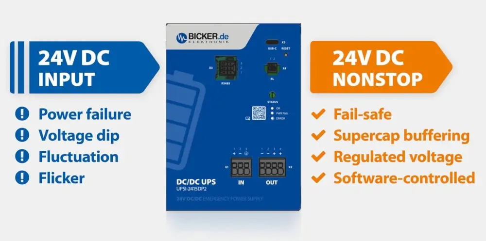 Using a Bicker backup power supply in industrial automation