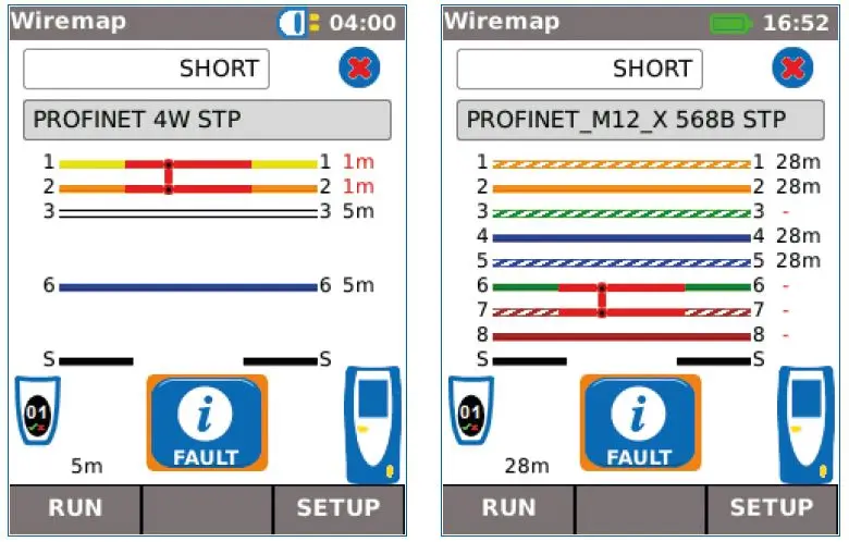 NaviTEK IE – copper cable wiring and fault test result