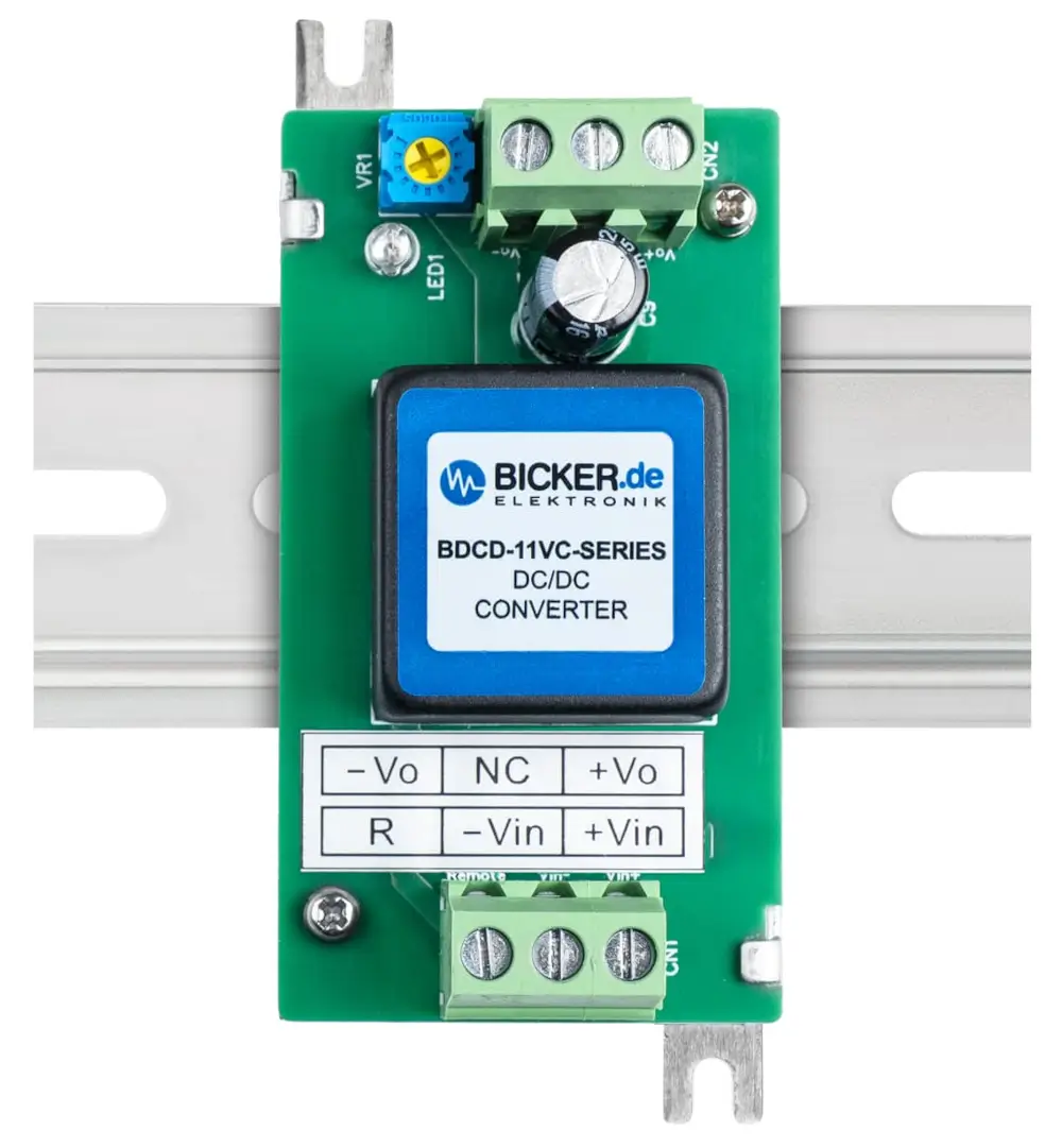 10 W DC/DC voltage converter Bicker (9–36 VDC → 5 VDC) – version with VR trim potentiometer for output voltage adjustment