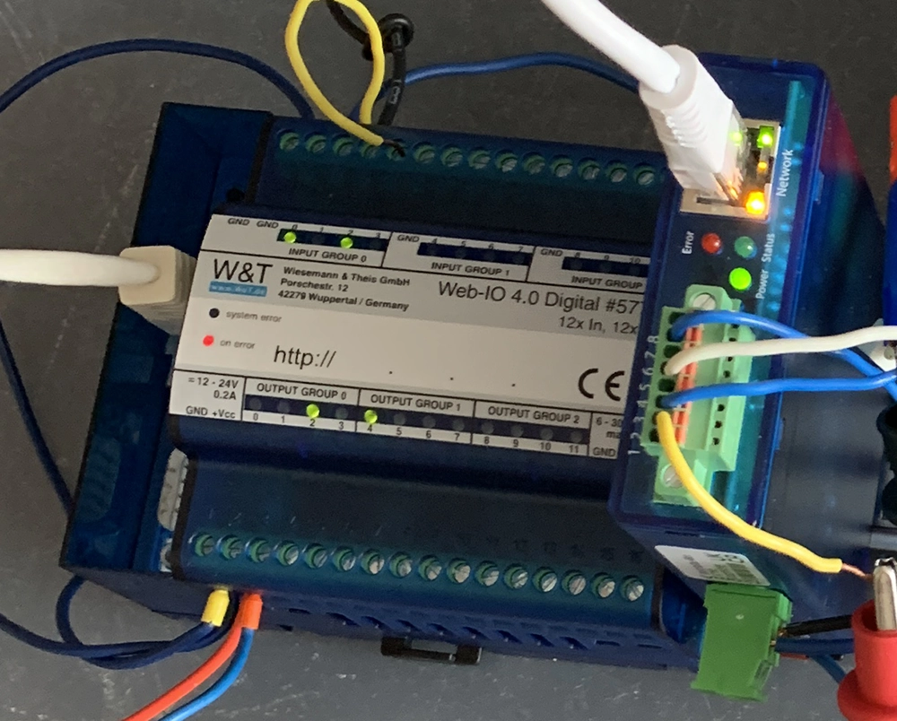 Ukázka zapojených vstupů a výstupů - moduly W&T
