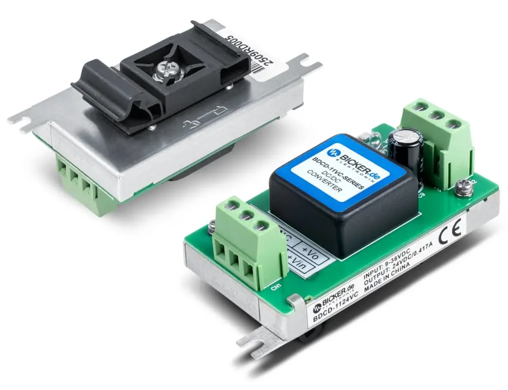 10 W DC/DC voltage converter Bicker (9–36 VDC → 5 / 12 / 24 VDC)