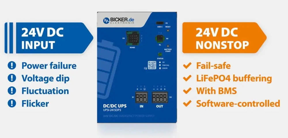 Using a Bicker backup power supply in industrial automation
