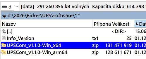 Stažený software UPScom