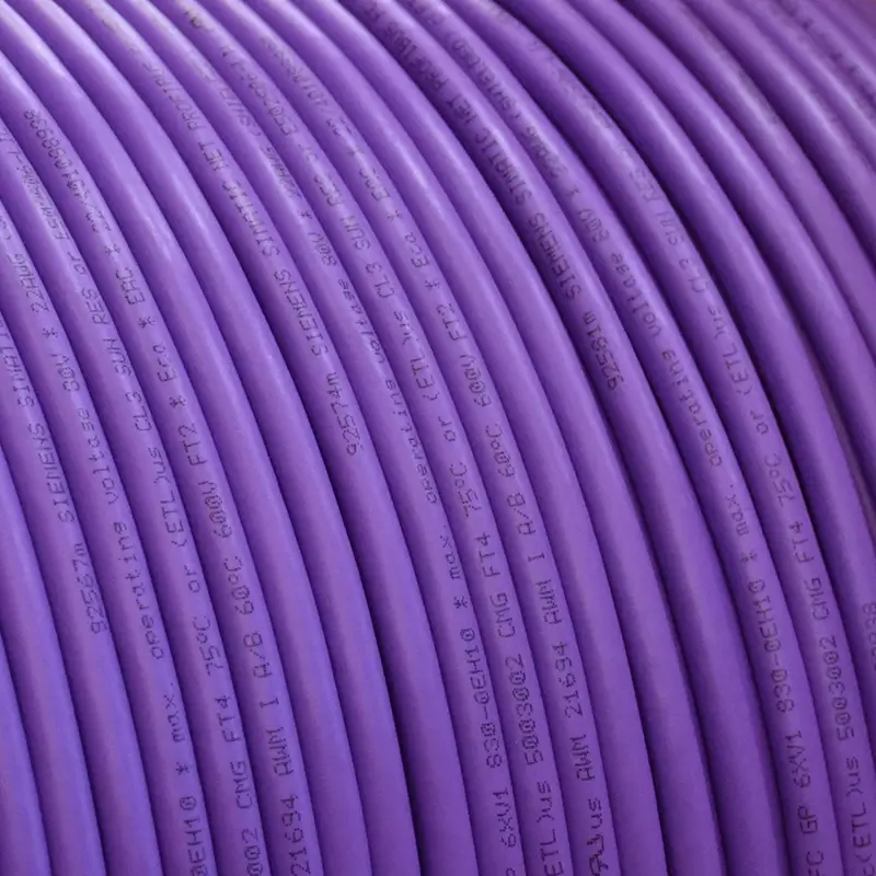 Cable morado apantallado para una red industrial PROFIBUS DP