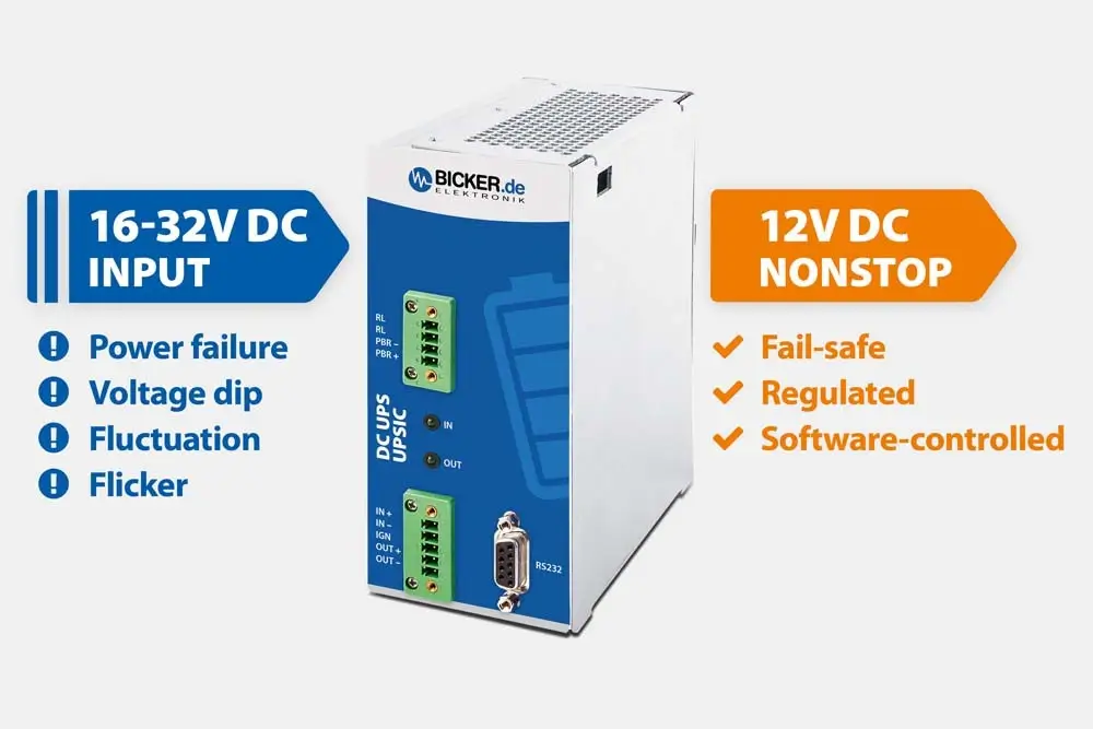 Use of a Bicker backup power supply in industrial automation