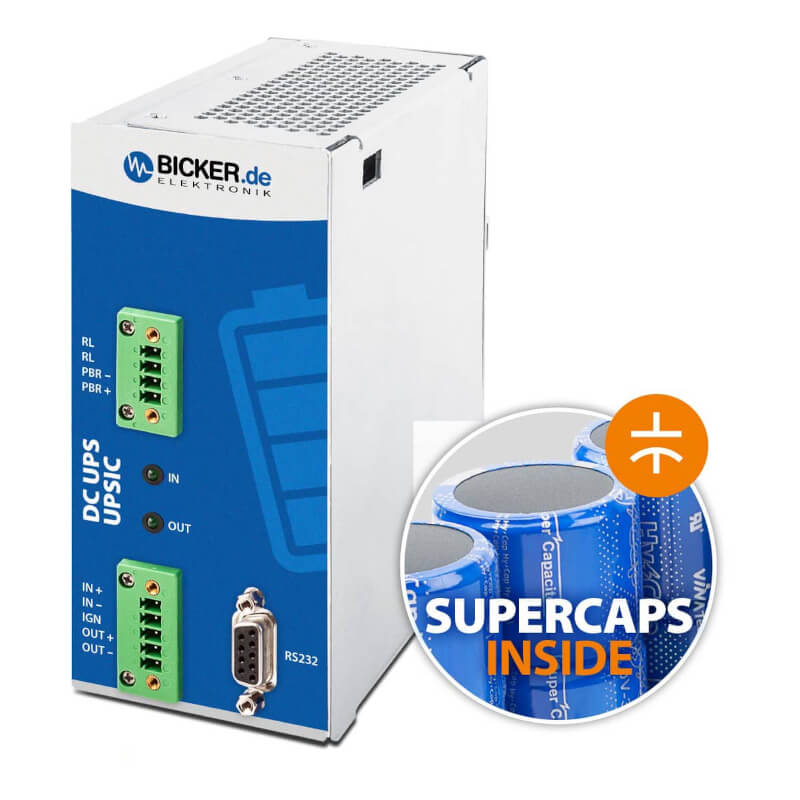 Bicker DC2412-UPSDP2 DC/DC converter and backup power supply with supercapacitors
