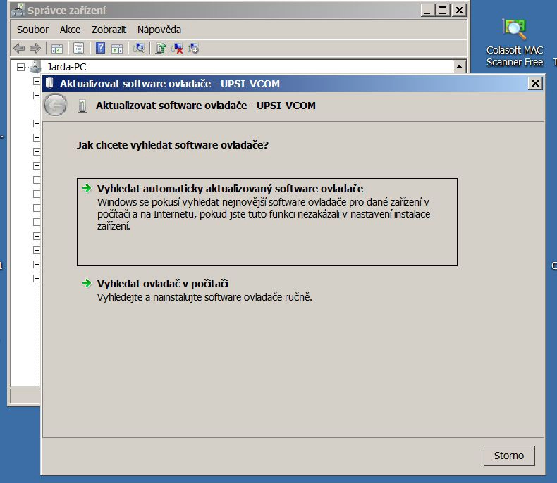 Aktualizace ovladače UPSI-VCOM